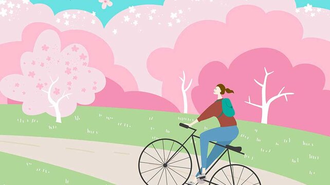 Graphic of women riding bike